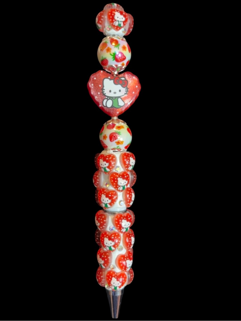 Hello kitty beaded pen strawberry theme handmade new